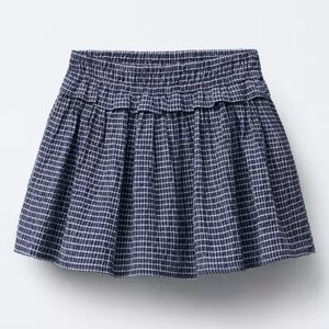 Zara Navy Checkered Mini Skirt